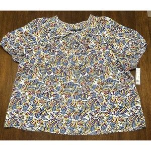 Zac & Rachel Women’s Plus Size 2X Shirt Blouse Colorful Artsy Short Sleeve New!
